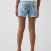 Barneshorts i denim med lav midje og blomstermønster