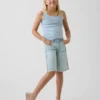 Barneshorts i denim med lav midje og lang passform