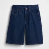 Barneshorts i denim med lav midje og lang passform