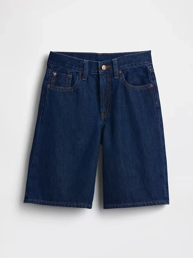 Barneshorts i denim med lav midje og lang passform