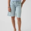 Barneshorts i denim med lav midje og lang passform