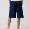 Barneshorts i denim med lav midje og lang passform