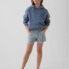 Barneshorts i denim med lav midje og striper