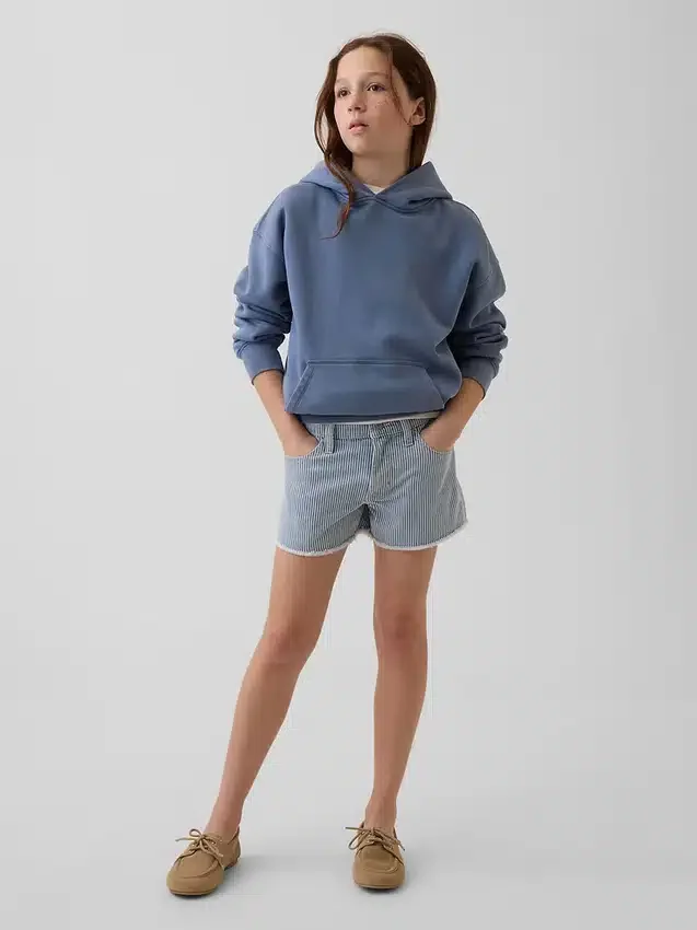 Barneshorts i denim med lav midje og striper