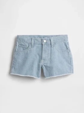 Barneshorts i denim med lav midje og striper