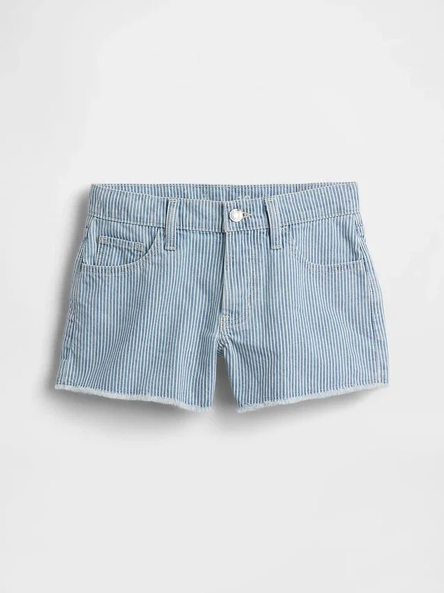Barneshorts i denim med lav midje og striper