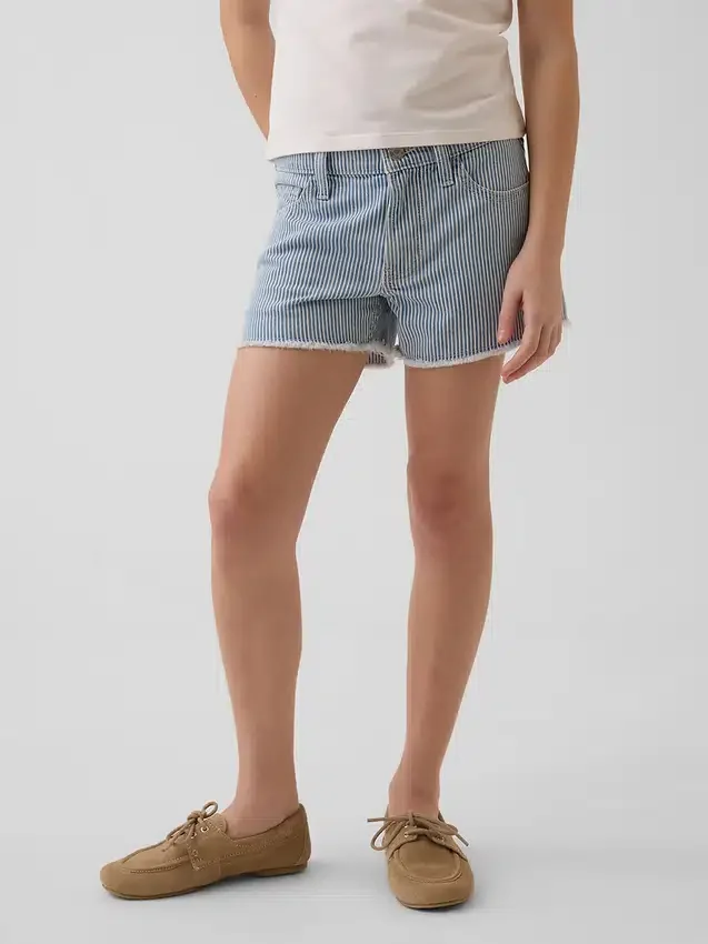 Barneshorts i denim med lav midje og striper