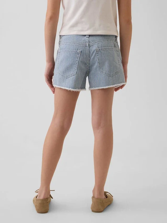 Barneshorts i denim med lav midje og striper