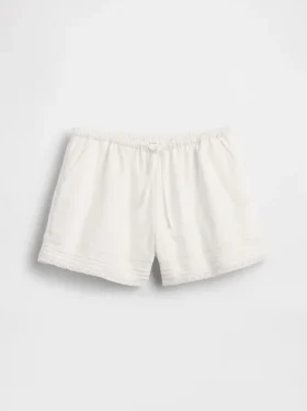Barneshorts i lin og bomull med blonder