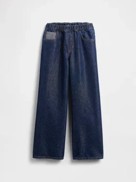 Barnesjeans med lav midje, løs passform og metallisk glans