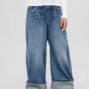Barnesjeans med lav midje, vid ben og løs passform