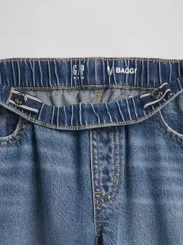 Barnesjeans med lav midje, vid ben og løs passform