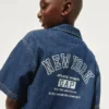 Barneskjorte i denim med avslappet passform og New York-logo