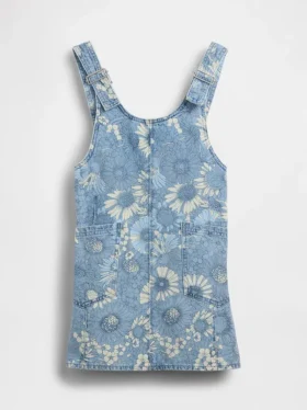 Barneskjørt i denim med blomstermønster