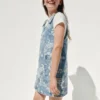Barneskjørt i denim med blomstermønster