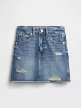 Barneskjørt i denim med høy midje