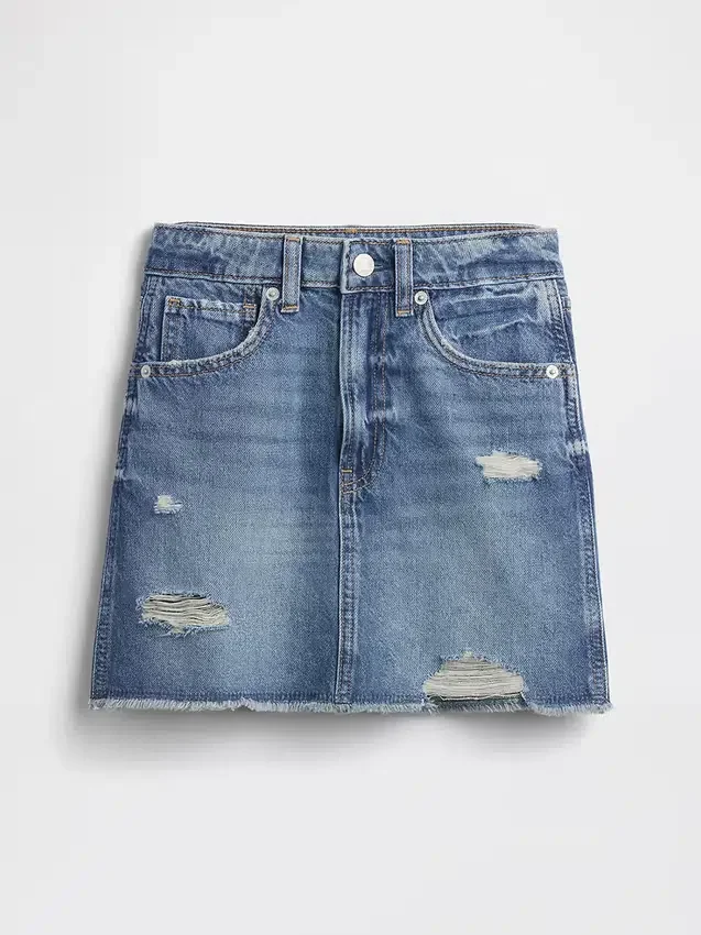 Barneskjørt i denim med høy midje