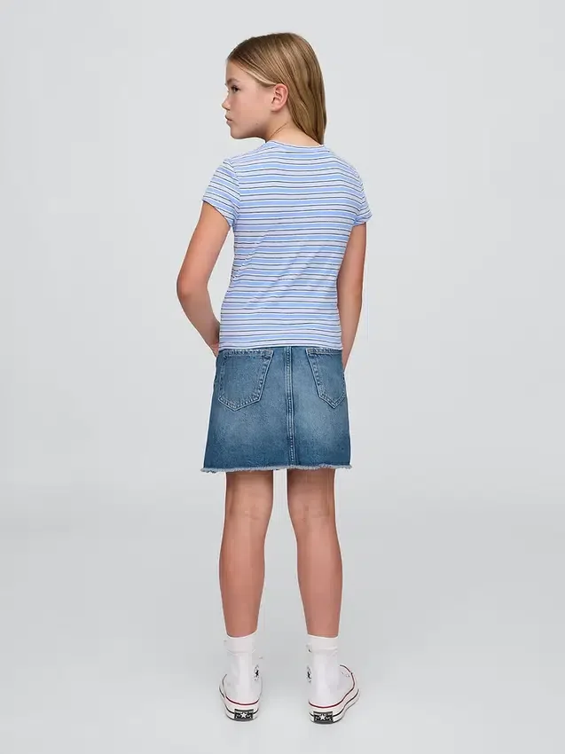 Barneskjørt i denim med høy midje