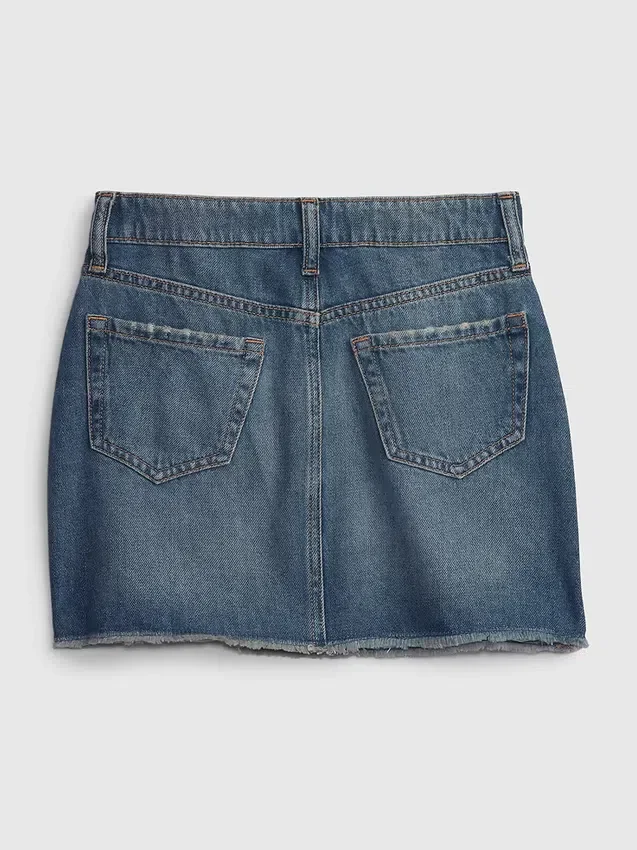 Barneskjørt i denim med høy midje