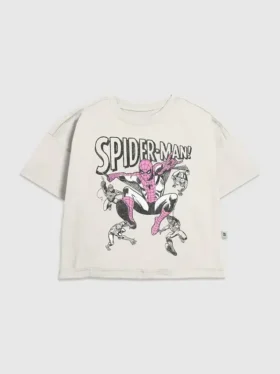 Barnespider-Man-T-skjorte med grafisk motiv av vintage-poseringer