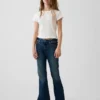 Barnjeans med høy midje og utvidet ben i 70-tallsstil