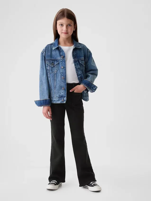 Barnjeans med høy midje og utvidet ben i 70-tallsstil