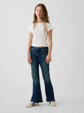 Barnjeans med høy midje og utvidet ben i 70-tallsstil