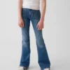 Barnjeans med høy midje og utvidet ben i 70-tallsstil