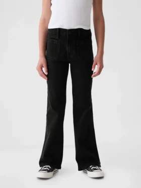 Barnjeans med høy midje og utvidet ben i 70-tallsstil