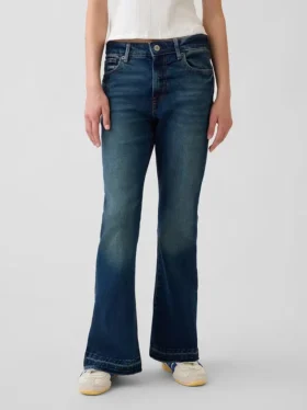 Barnjeans med høy midje og utvidet ben i 70-tallsstil