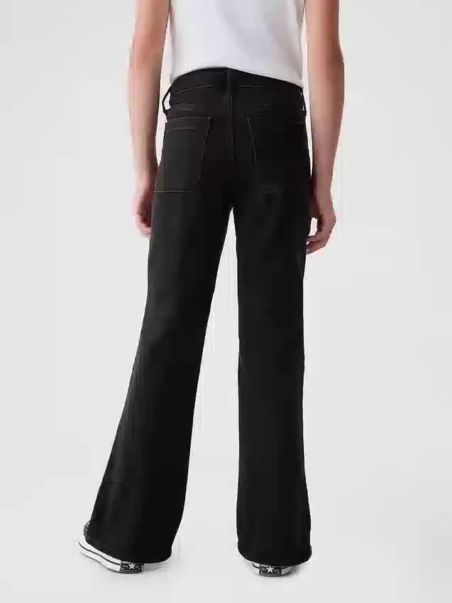 Barnjeans med høy midje og utvidet ben i 70-tallsstil