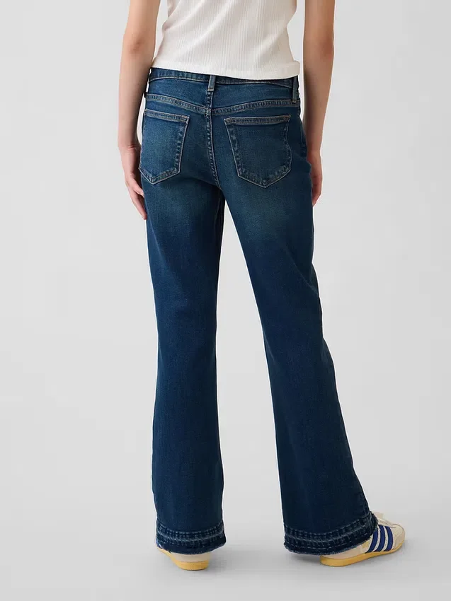 Barnjeans med høy midje og utvidet ben i 70-tallsstil