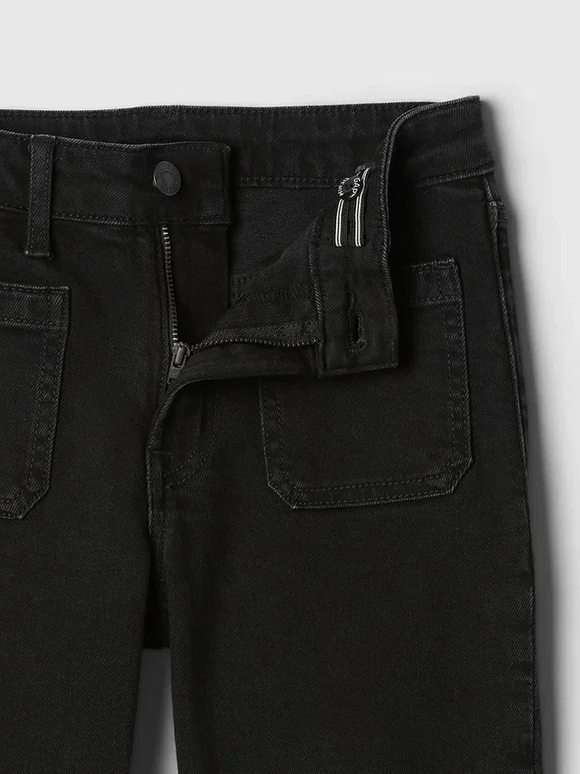 Barnjeans med høy midje og utvidet ben i 70-tallsstil