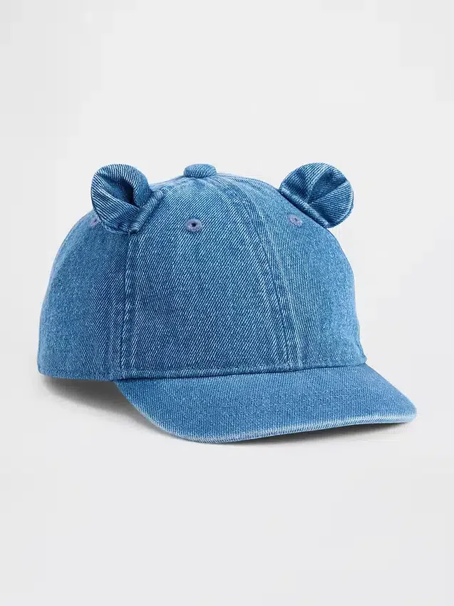 Baseballcap i denim med bjørn for småbarn