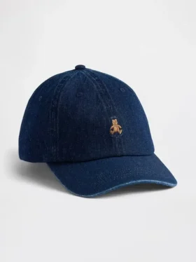 Baseballcap i denim med Brannan Bear
