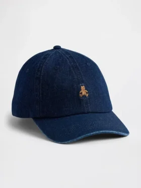 Baseballcap i denim med Brannan Bear