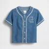 Baseballskjorte i denim med «Varsity Logo» for Baby og Småbarn