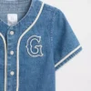 Baseballskjorte i denim med «Varsity Logo» for Baby og Småbarn