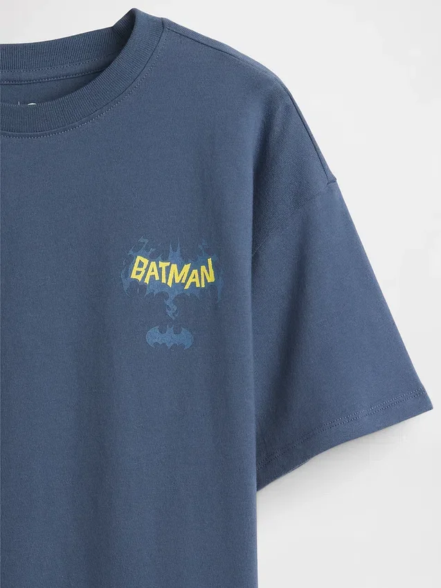 Batman-T-skjorte med grafisk trykk i avslappet passform for barn