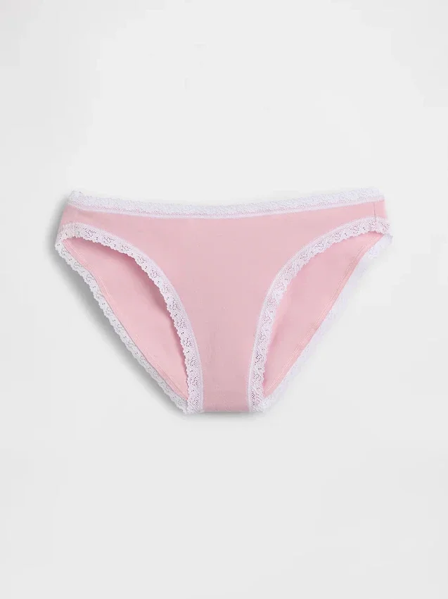 Bikini i økologisk stretchbomull med blonder