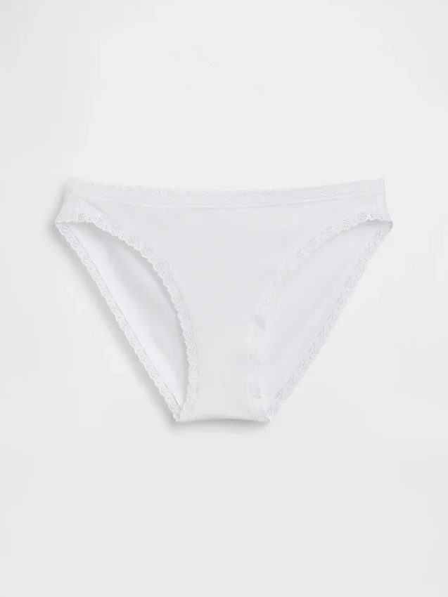 Bikini i økologisk stretchbomull med blonder