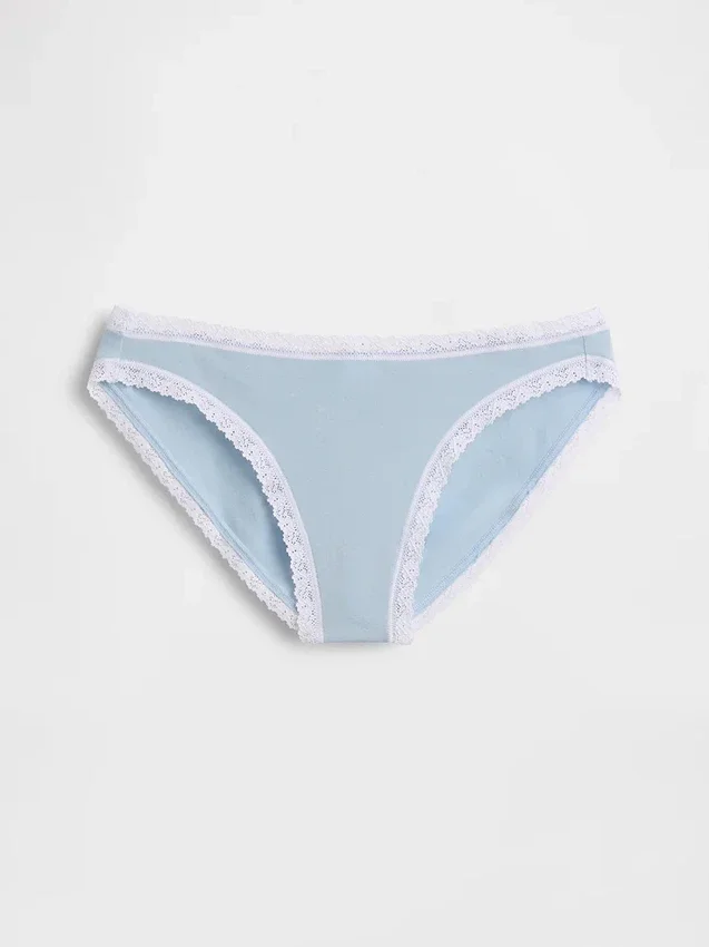 Bikini i økologisk stretchbomull med blonder