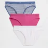 Bikini i økologisk stretchbomull med logo (3-pakning)