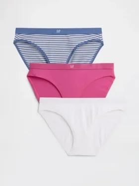 Bikini i økologisk stretchbomull med logo (3-pakning)