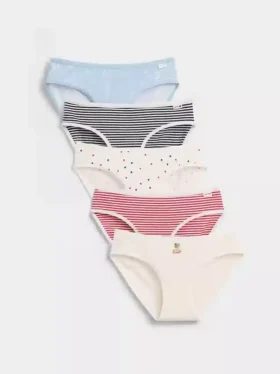 Bikini-truser i økologisk stretchbomull for barn (5-pakning)
