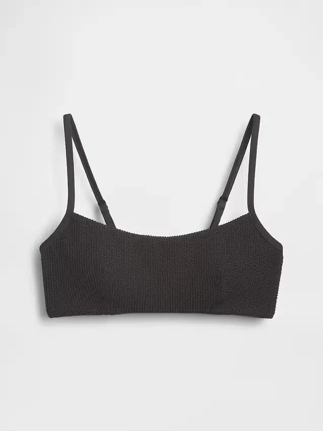 Bikinitopp med rund hals og ribbestrikk