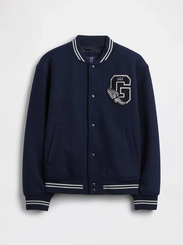 Bomberjakke med «Varsity»-logo for barn