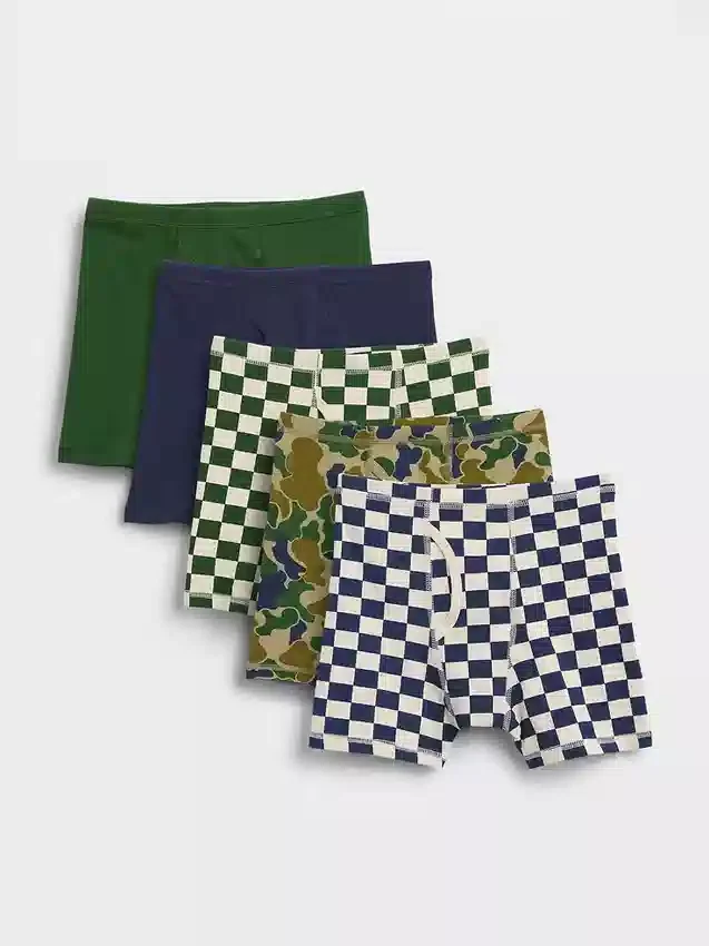 Boxershorts i økologisk stretchbomull for barn (5-pakning)