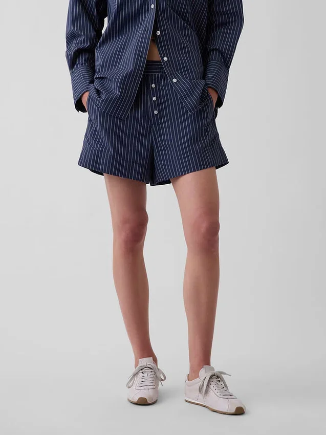 Boxershorts i stripet økologisk bomullspoplin