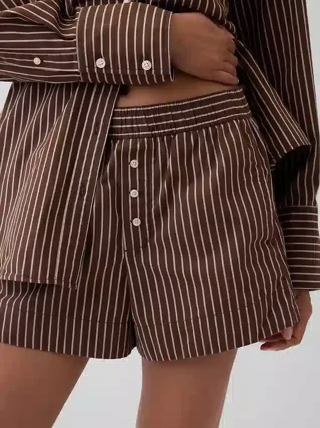 Boxershorts i stripet økologisk bomullspoplin